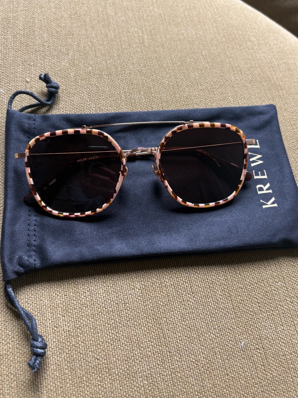KREWE “AUSTIN” 18K Titanium + Caffe Dolce Polarized Sunglasses